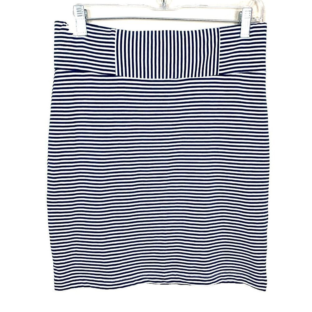 Brooklyn Industries NEW Skirt Pull On Pencil Mini Navy Blue White Stripe Women S